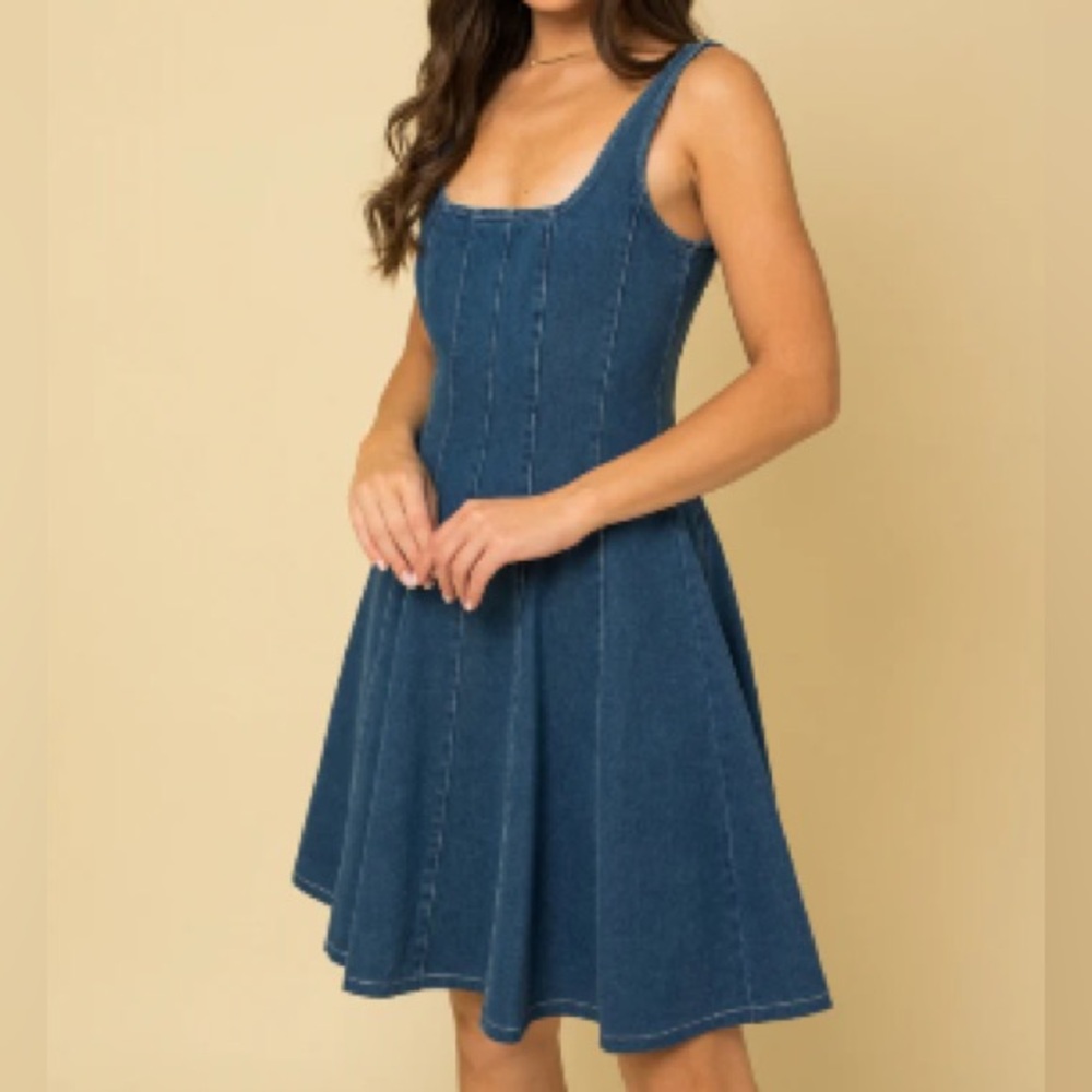 New York & Company Corset Seam Denim Dress - Sz S - NWOT